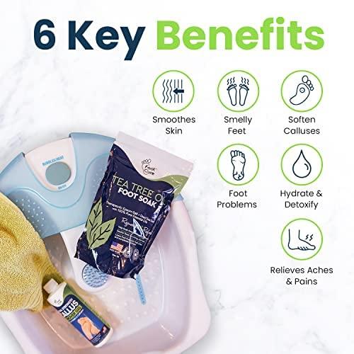FOOT CURE Tea Tree Oil & Soothing Lavender Foot Soak with Epsom Salt Callus Remover for Feet with Extra Strength Gel & Foot Pumice Stone Set