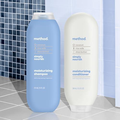 Method Method Moisturizing Shampoo, Simply Nourish with Shea Butter, Coconut, and Rice Milk Scent Notes, Paraben and Sulfate Free, 14 oz (Pack of 3)