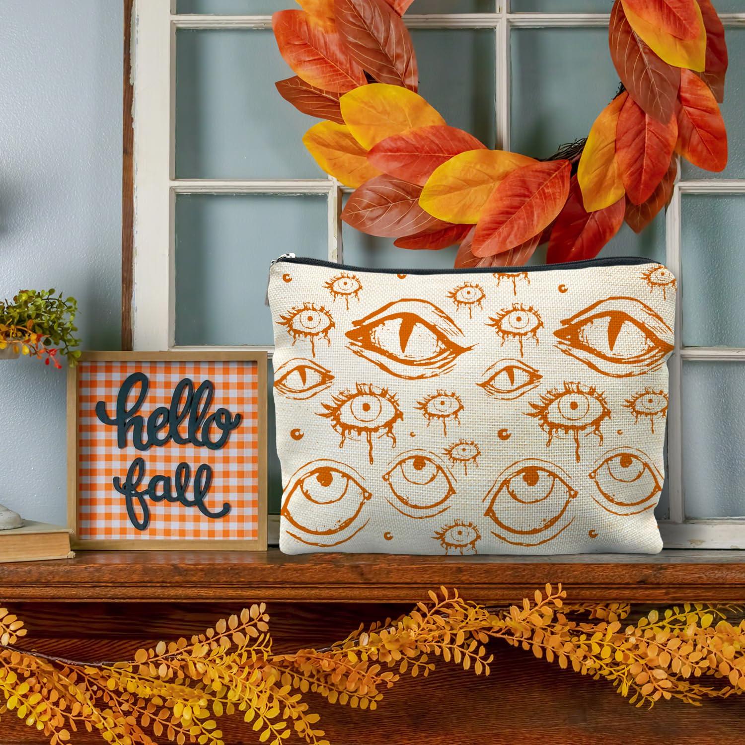 RYYCDOI RYYCDOI Goth Makeup Bag, Mystical Gothic Evil Eyes Witchy Cosmetic Bag Toiletry Bag for Women, Witch Stuff, Halloween Makeup Bag, Halloween Gifts for Women(orange eye)