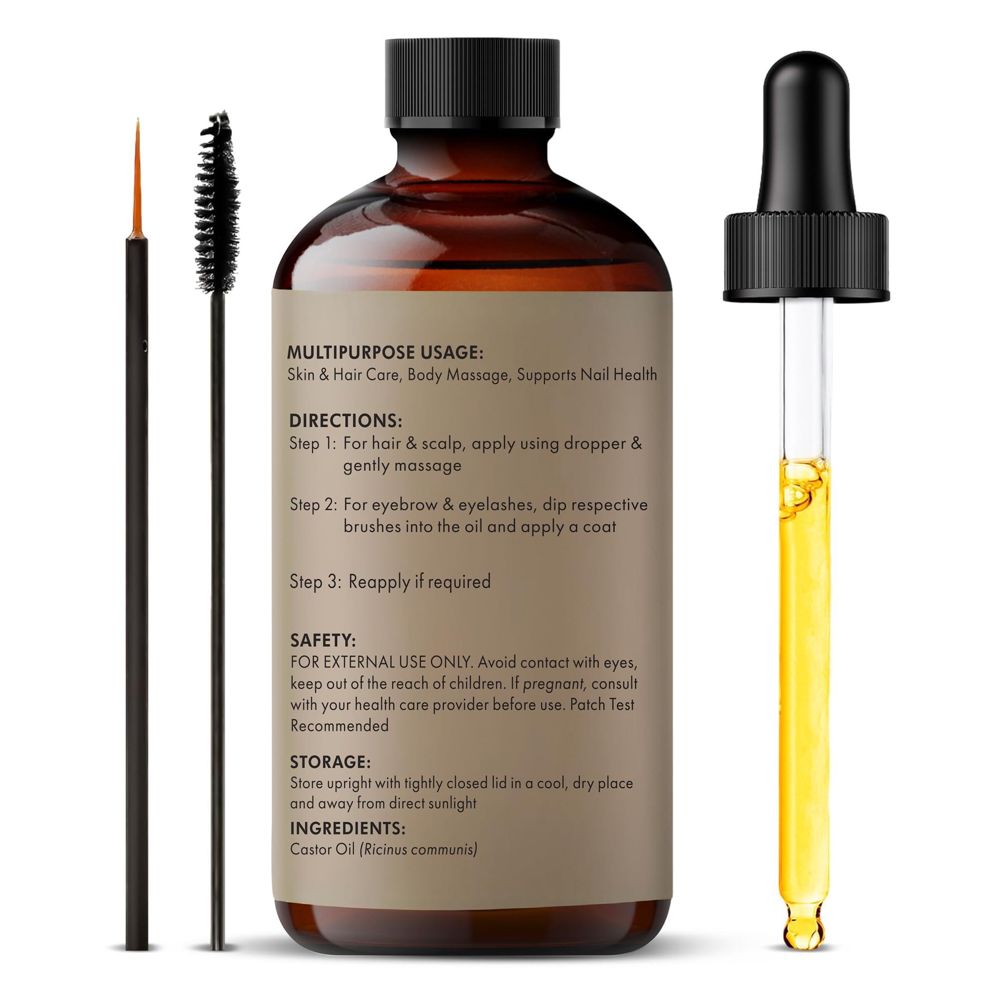 MAJESTIC PURE Majestic Pure USDA Organic Castor Oil | Hexane Free & 100% Pure | Cold Pressed | Stimulate Growth for Hair, Eyelashes, Eyebrows, Nails | Moisturizing & Nourishing | Body, Hair & Carrier Oil | 4 Fl Oz