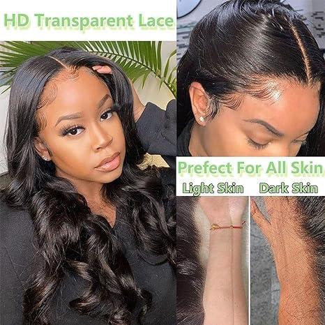 celaude celaude Body Wave 360 Lace Front Wigs Human Hair Pre Plucked 360 Full Lace Frontal Human Hair Wigs for Women Hd Lace Wig with Baby Hair Around Natural Color 32 inch