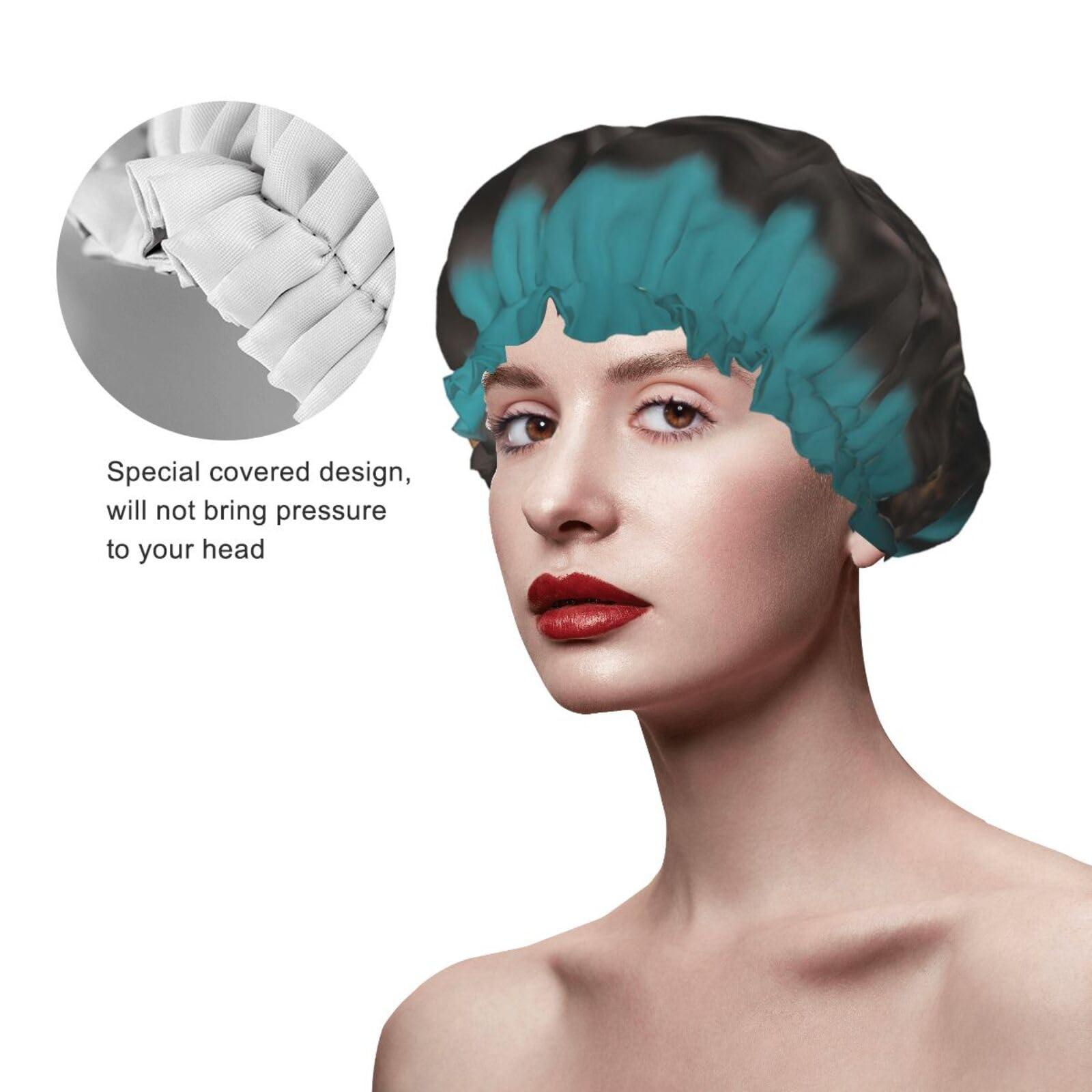 AMAZWI Cute Dog Shower Cap For Women Double Waterproof Layers Bathing Shower Hat Reusable Protection Hair Bath Caps