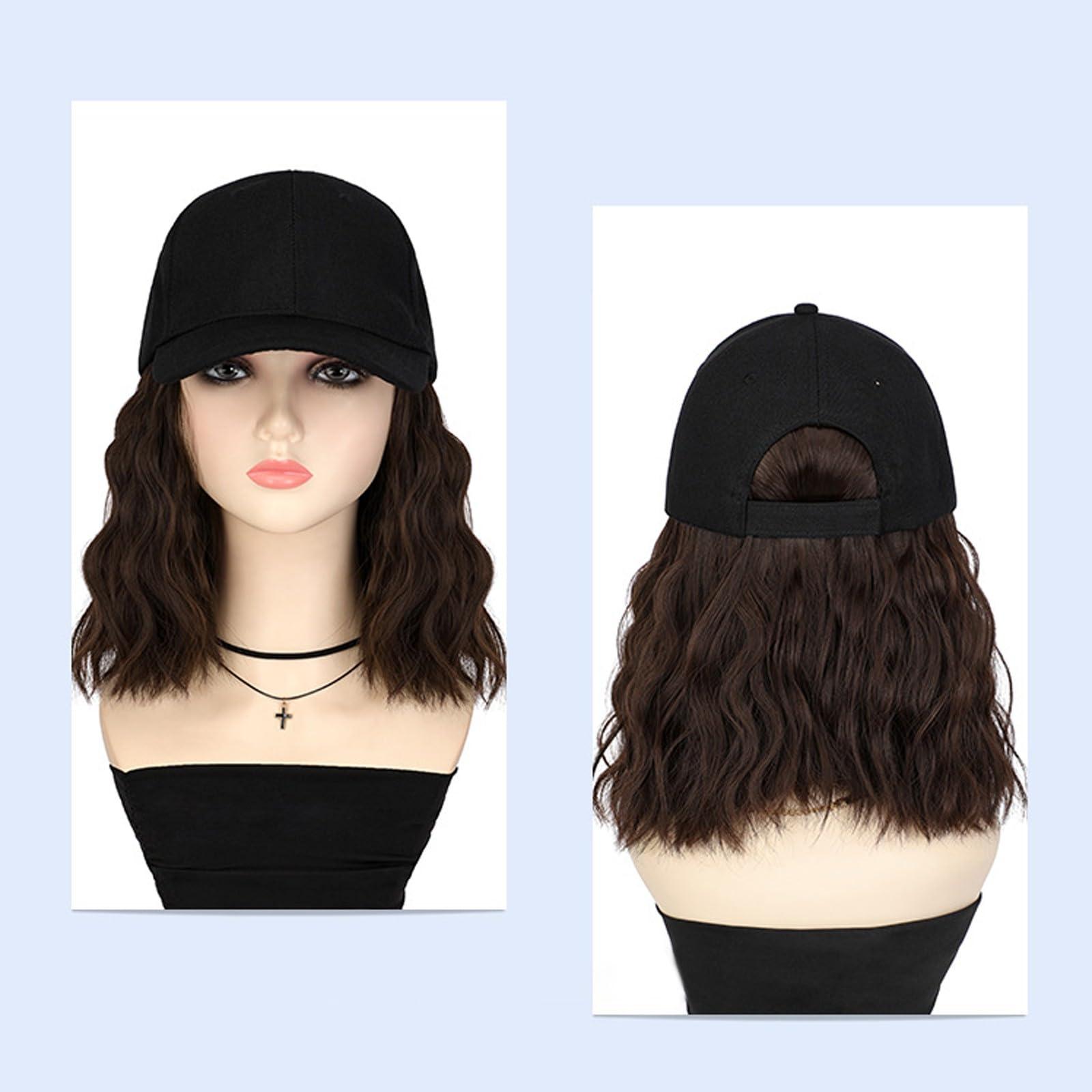 Generic Baseball Hats Wigs for Women, Hat Wig, Synthetic Long Straight Hair With Hat Cap Attached, Natural Look (E1-B, One Size)