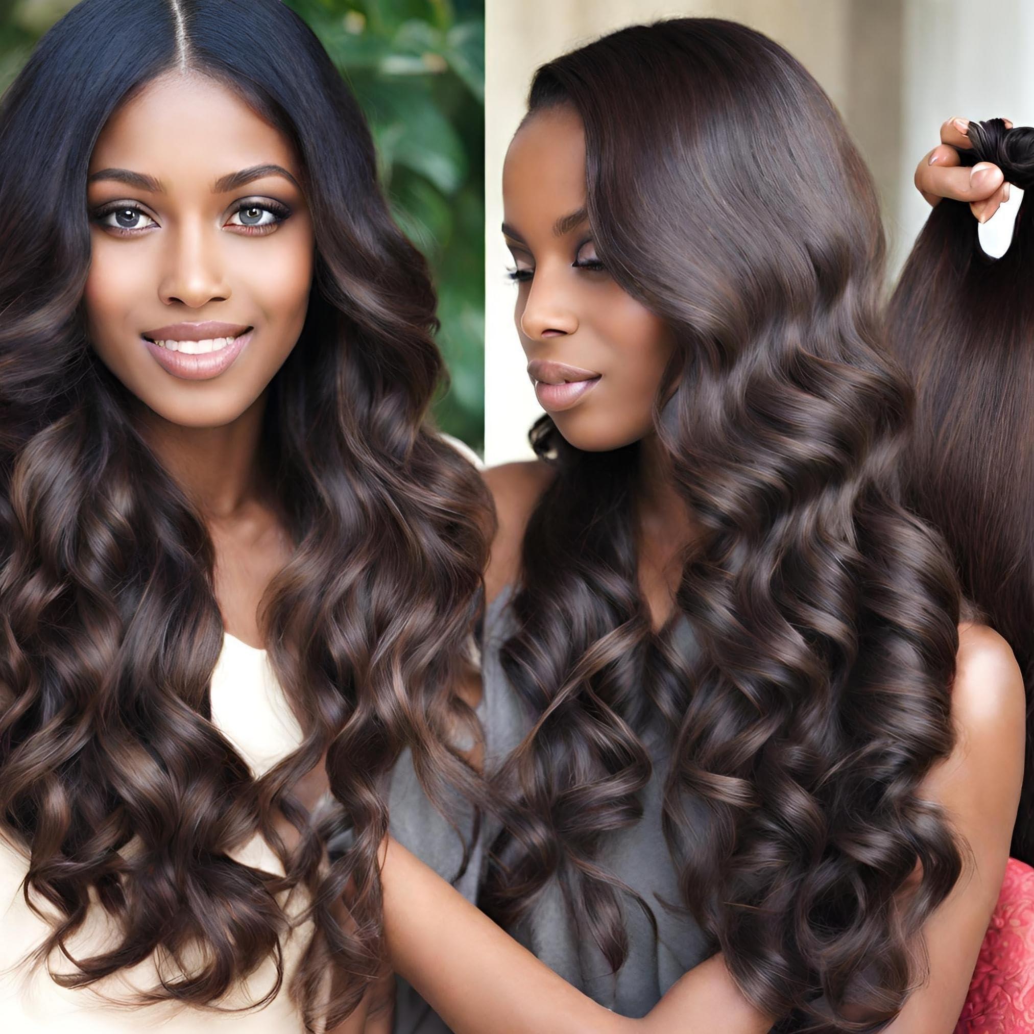 Authentress Authentress Double Drawn Hair, Virgin Hair, Indian Temple Hair, Body Wave Hair Extensions Weft Bundles, 100% Human Hair Extension, Raw Unprocessed Hair, Double Drawn Weft, Indian Virgin Hair (34 inch)