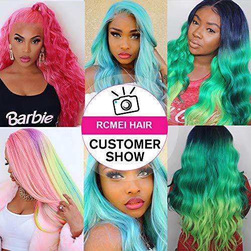 rcmei 613 Bundles with Frontal Peruvian Hair Blonde Body Wave Human Hair Bundles with Transparent Color Lace Frontal with Baby Hair Ear to Ear Honey Blonde Remy Hair Can Be Dyed (161618+14 inch, 613)