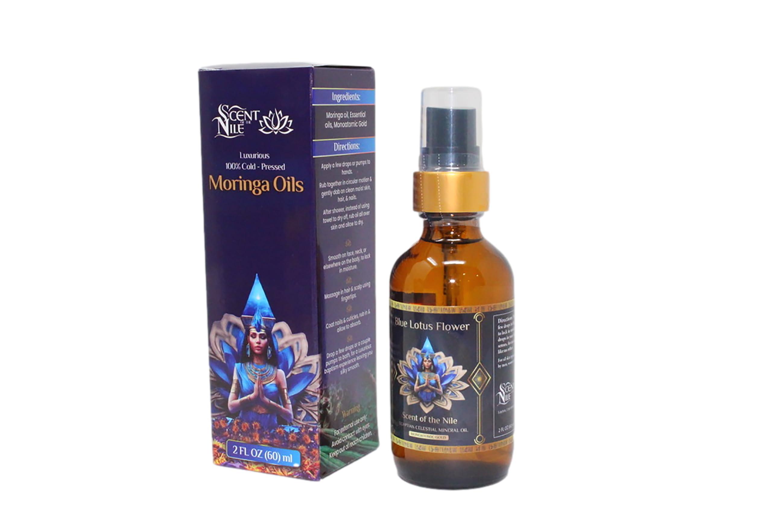 ZP.TECH ZP.TECH Pure Organic Moringa Oil with Blue Lotus Flower & Ormus Gold Hydrating & Anti-Aging Oil for Skin, Hair & Nails Premium 100% Cold Pressed Moringa Seed Extraction, Nourishes & Hydrates Skin