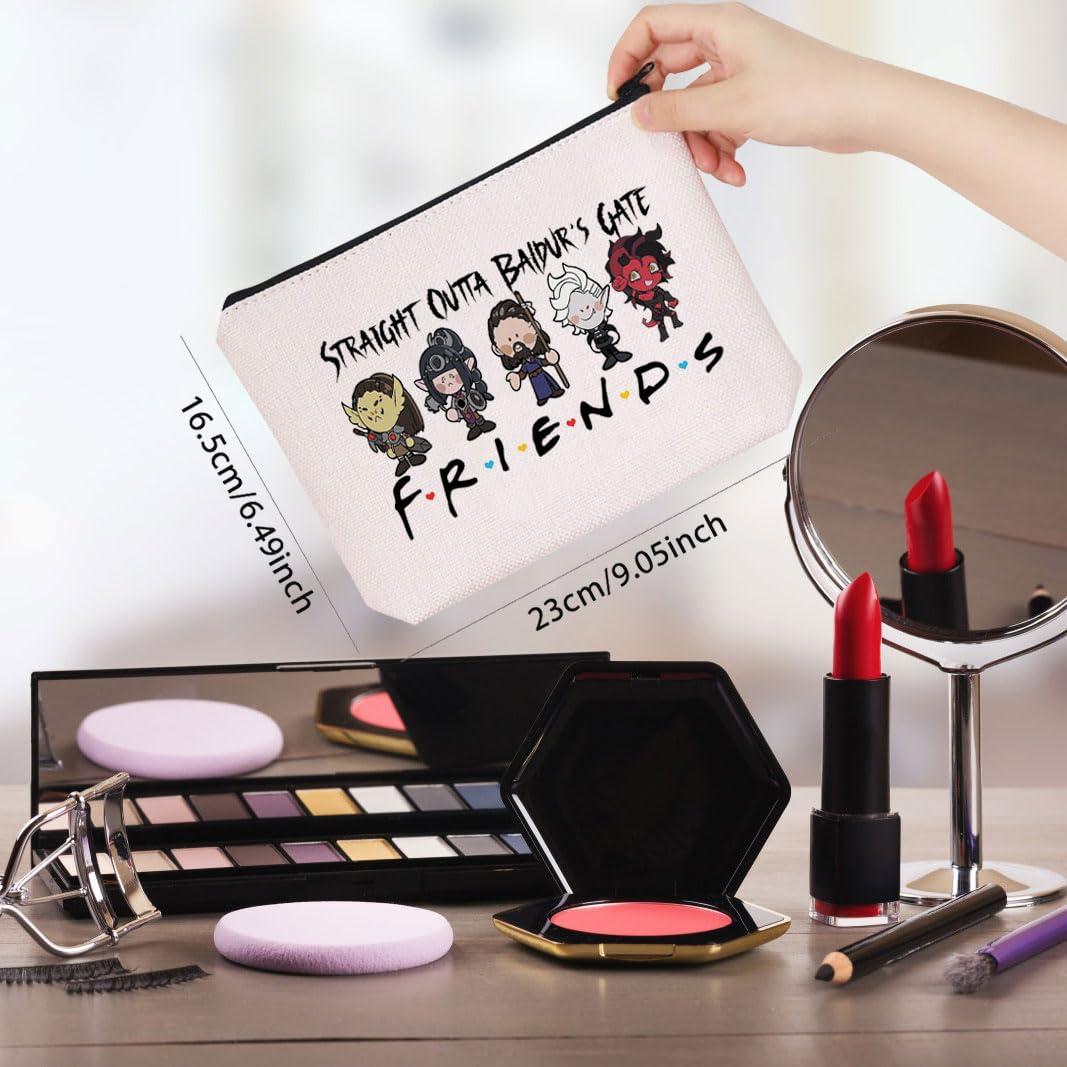 WCGXKO WCGXKO Novelty Gamer Gift Straight Outta Baldurs Gate Zipper Pouch Makeup Bag (B-Outta Baldur Gate), beige