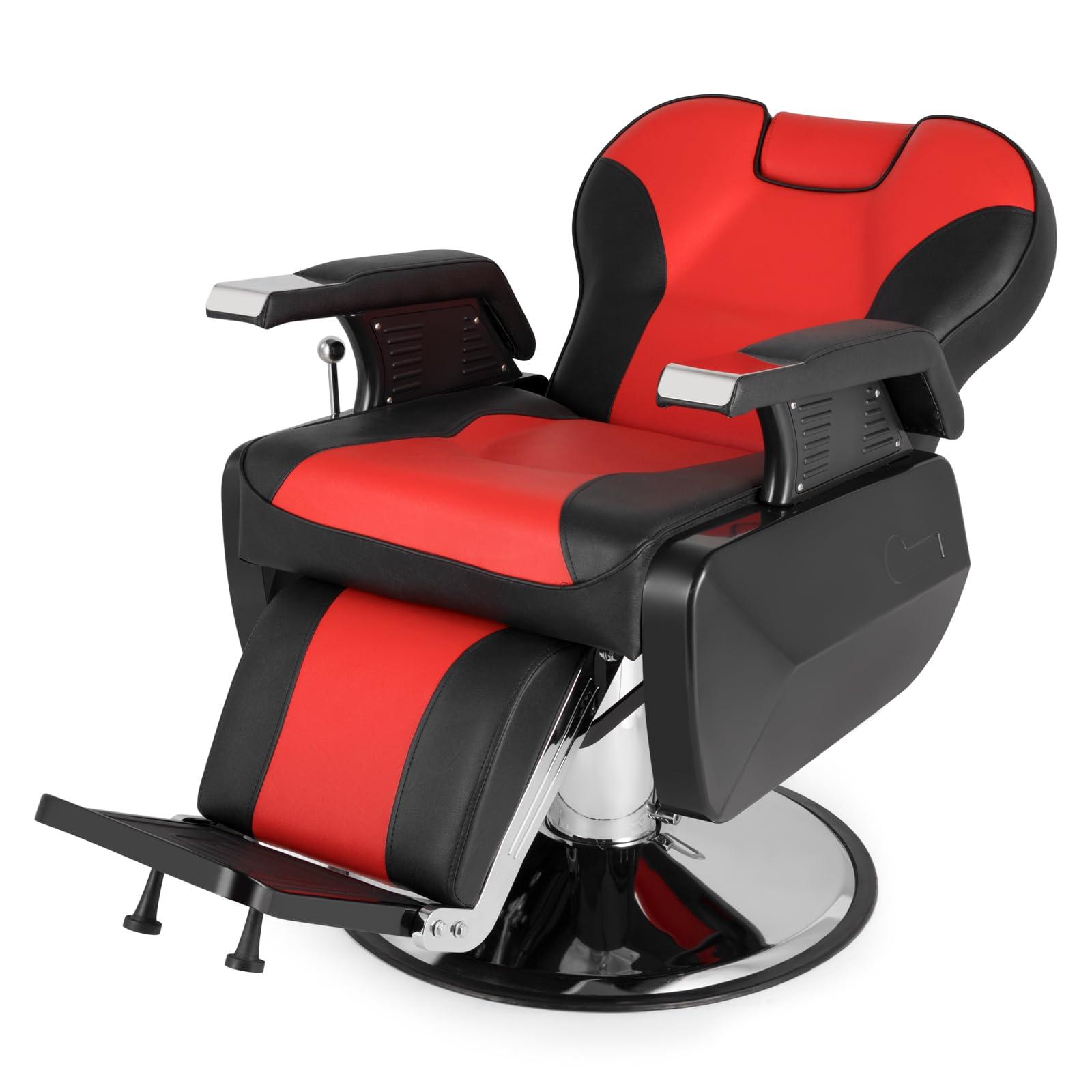 HopeHope Barber Chairs for Barbershop Barber Chairs Reclining Barber Chair Salon Chair for Salon Equipment Tattoo Chair Black,Beauty Chair Artist,Salon Chair Red and Black (110 x 72 x 95-110.5) cm (L x W x H)