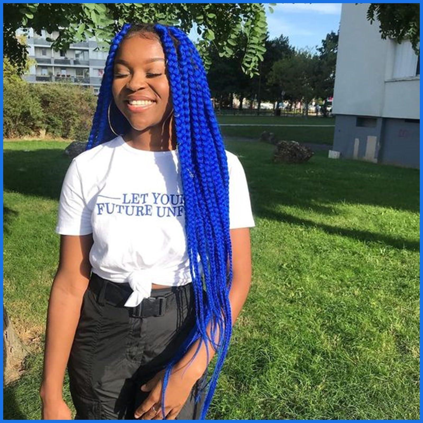 Savasana Blue Pre stretched Braiding Hair, 26 Inches Box Braids Hair Extensions, 6 Packs Yaki Texture Braiding Hair Pre stretched