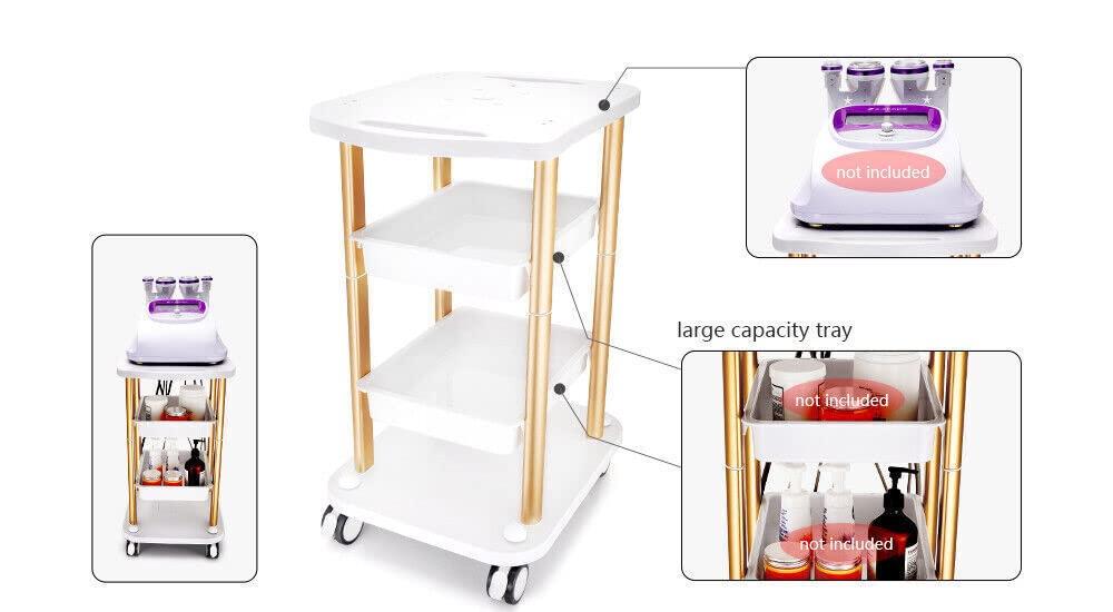 EurHomePlus Beauty Trolley Cart with Wheels, Salon Spa Rolling Trolley, Beauty Machine Trolley for Spa Beauty Salon, Load 150kg for Hair Salon, Spa Salon Storage Equipment Organizer Stand
