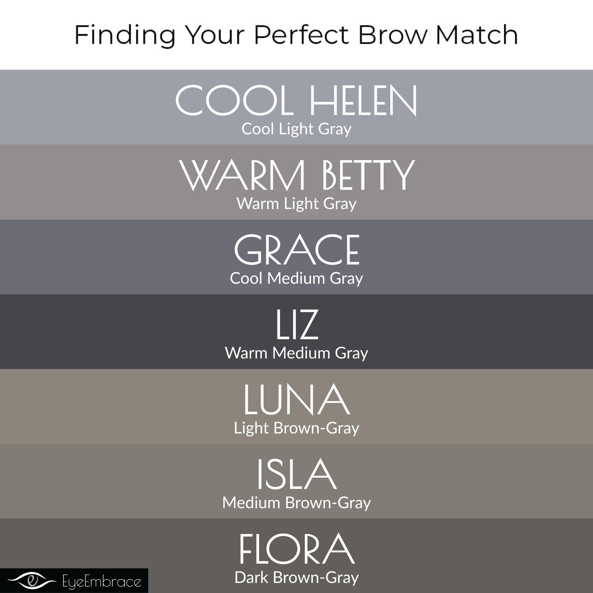 Eye Embrace Eye Embrace Luna Classic: Light Brown-Gray Wooden Eyebrow Pencil Waterproof, Double-Ended Pencil with Sharpener & Spoolie Brush, Cruelty-Free
