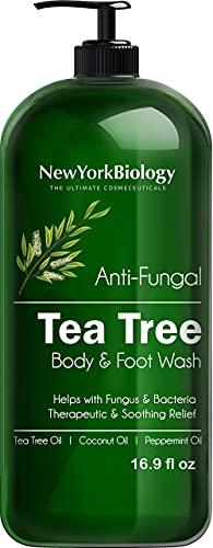 NEW YORK BIOLOGY THE ULTIMATE COSMECEUTICALS New York Biology Tea Tree Body Wash with Tea Tree Mint Body Wash for Men and Women - Helps Jock Itch & Itchy Skin, Nail Fungus, Athletes Foot, Eczema & Body Odor, Ringworms – 16 Fl Oz