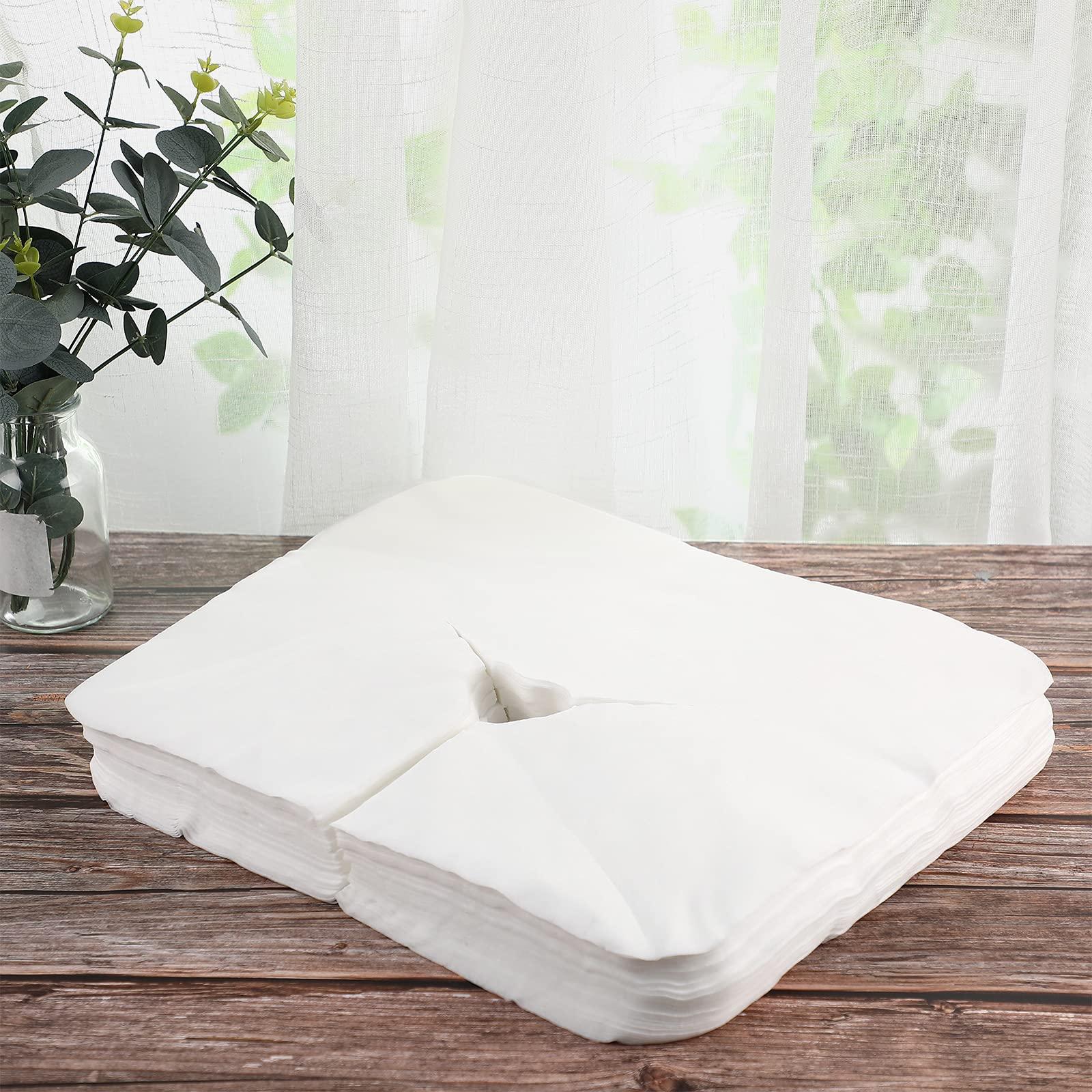 Tatuo 200 Pieces Disposable Face Cradle Covers Massage Headrest Covers for Massage Tables and Massage Chairs Beauty Spa Salon Bed, 11.8 x 15.7 Inches (White)