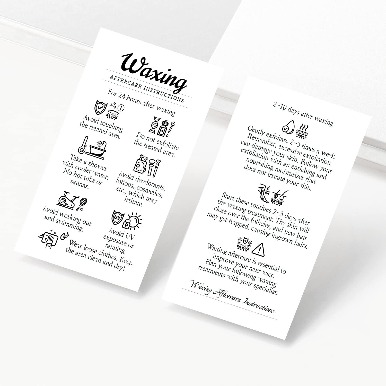 Havongki Havongki - 500 pack - 2 x 3.5\" Premium Waxing Aftercare Instructions Cards PMU Care Supplies for Professional Esthetician - WA03A500_N
