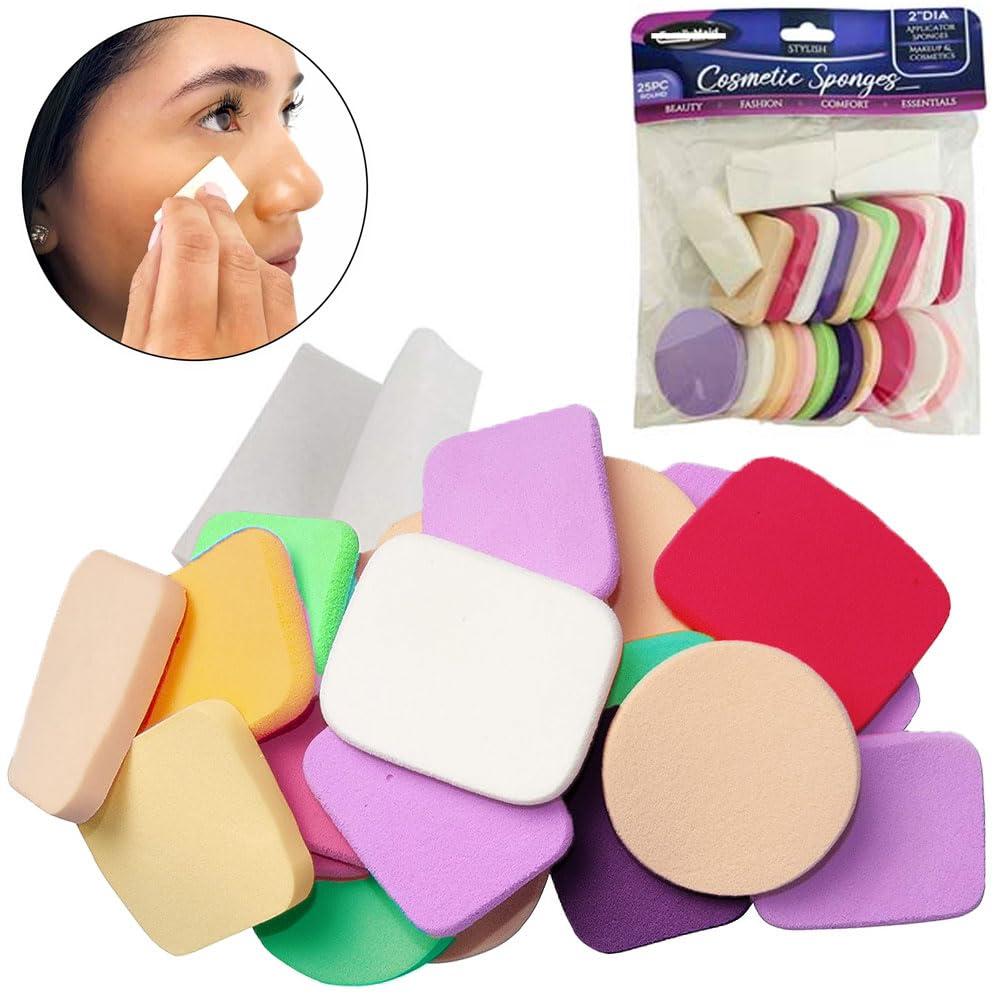 Generic 25 Assorted Soft Makeup Sponge Face Pads Cosmetic Foam Make Up Blend Foundation Cosmetic Sponge Round Triangle Square Foam Pad Make Up Applicator Foundation Powder