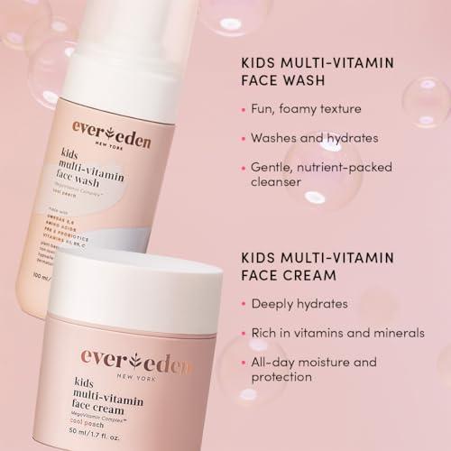Evereden Evereden Kids Happy Face Duo Cool Peach and Kids Lip Balm - Multi-Vitamin Kids Face Wash, Kids Face Cream and Kids Lip Balm Set - Clean & Vegan Skin Care for Kids 3+ - Moisturizing, Nourishing, & Prot
