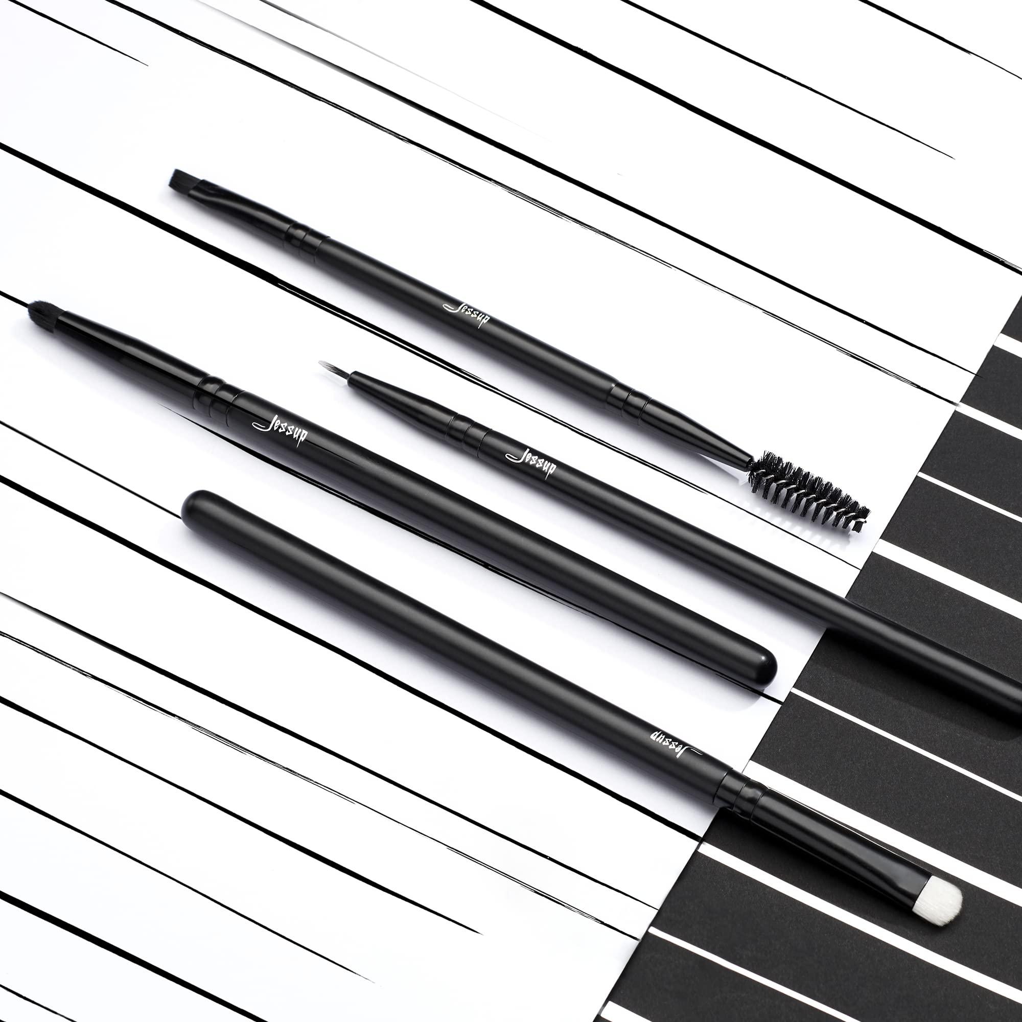 Jessup Jessup Makeup Brush Set 10pcs Black Make up Brushes Set Professional with Natural Synthetic Hair for Foundation Blending Blush Concealer Eyeshadow Eyebrow Eyeliner, T323