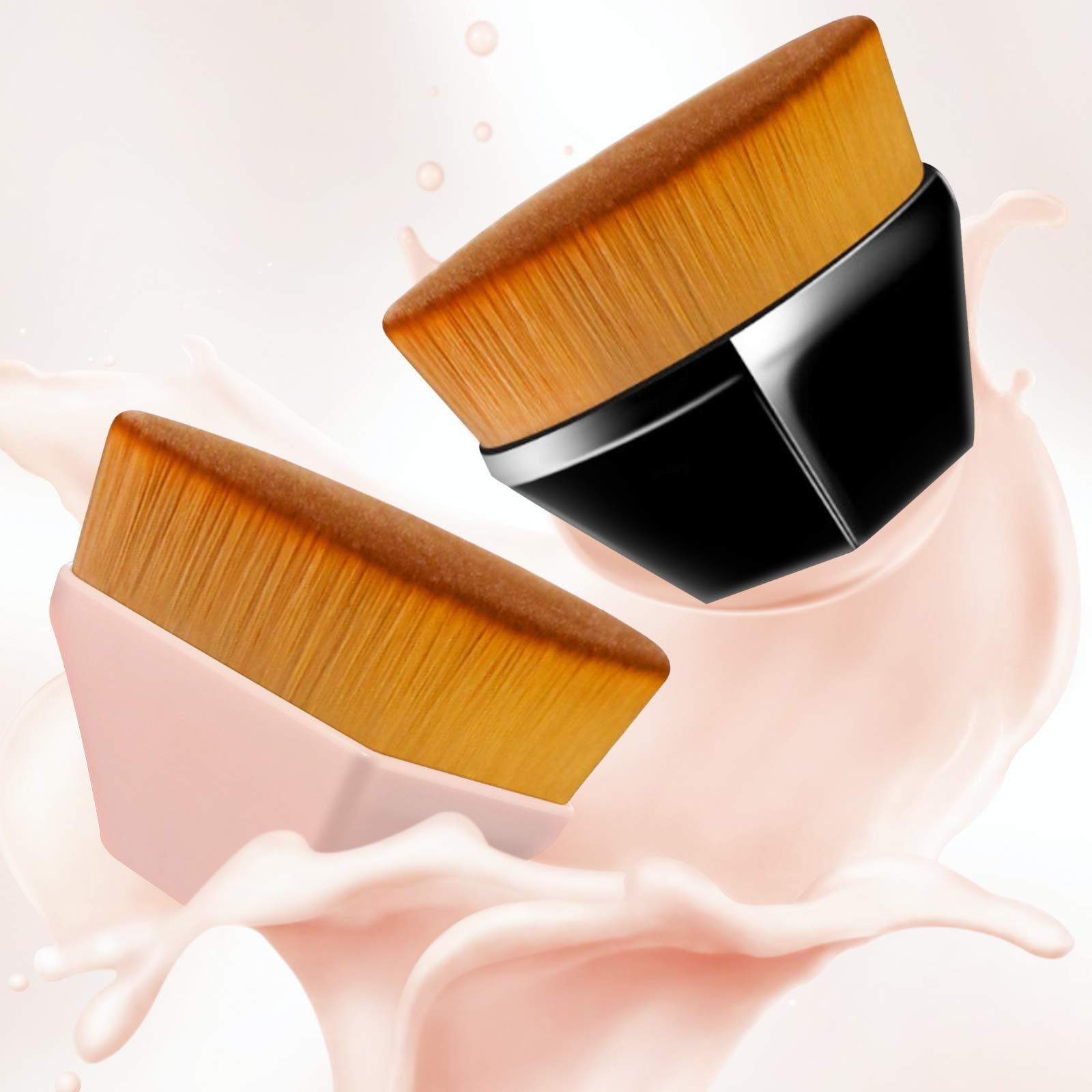 ??? Foundation Makeup Brush, Blush Brushes, Blending Liquid for Flawless Powder Cosmetics with Portable Case (Pink