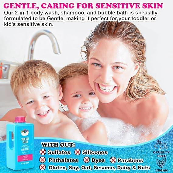 NinthAvenue Basics Baby Kids Body Wash and Shampoo Bubble Bath for Toddlers Kids Soap Sensitive Skin Hypoallergenic with Aloe Vera and Vitamin E Squeaky Clean Fresh Scent 34.5 Fl.Oz. KIT WITH 3 UNITS