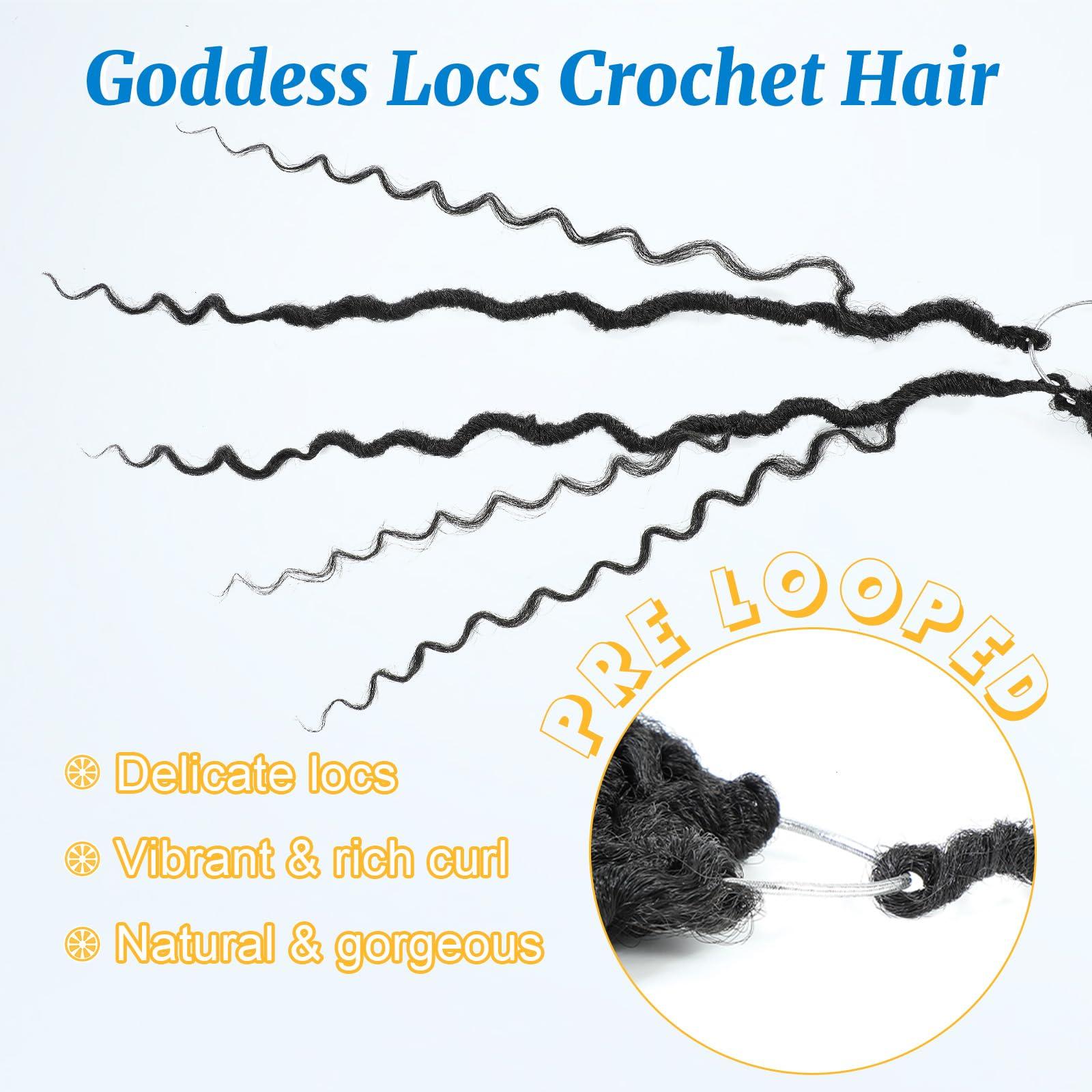 Forevery Forevery Faux Locs Crochet Hair 12 Inch Goddess Locs Crochet Hair 6 Packs PreLooped Crochet Hair for Black Women Grey Crochet Locs with Curly Ends