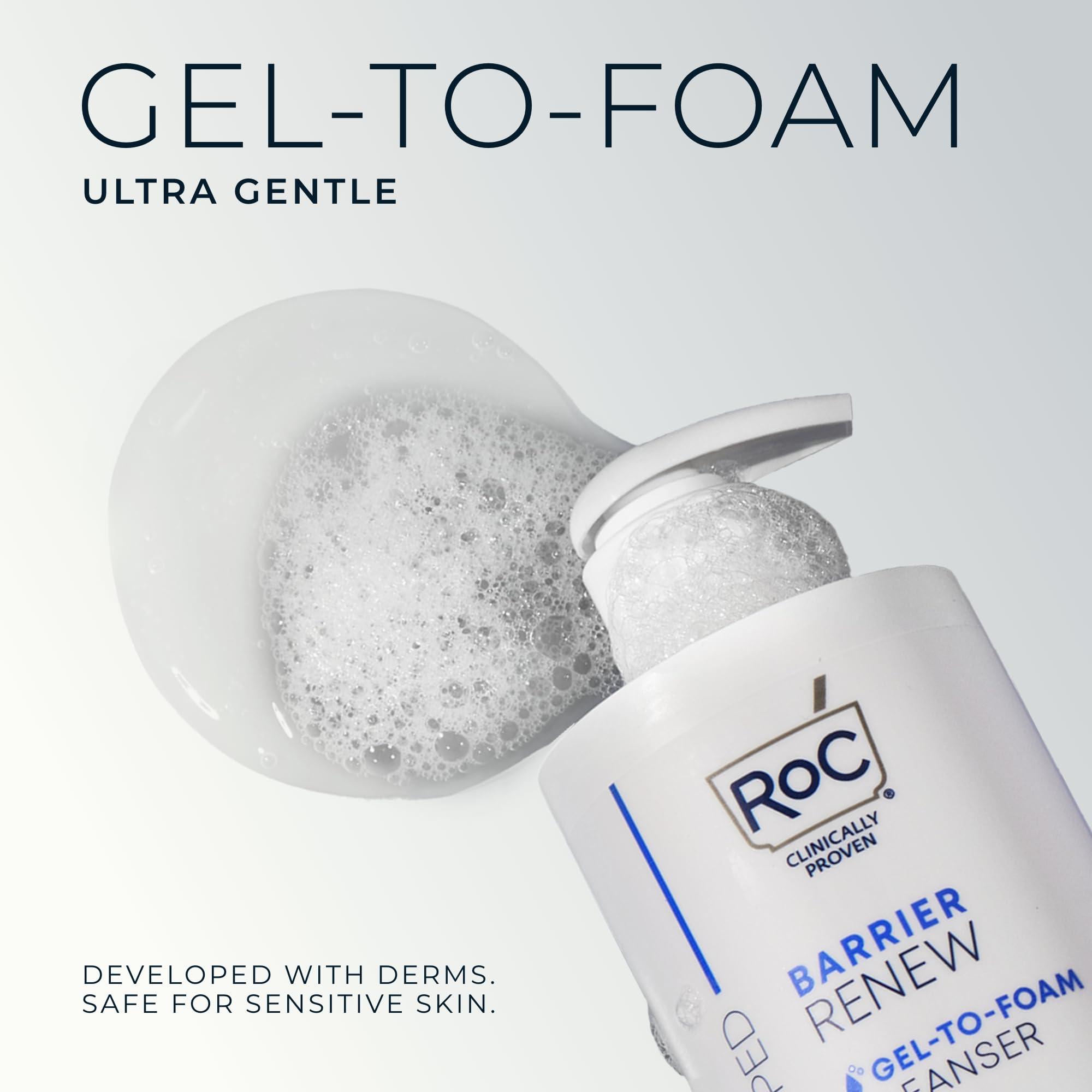 RoC RoC Barrier Renew Gel to Foam Non Drying Facial Cleanser to Hydrate Skin, 12 Ounces