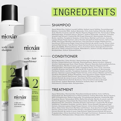 Nioxin Nioxin Scalp + Hair Thickening System 2 | For Natural Hair with Progressed Thinning | Boost Hair Density with Niacinamide & Biotin | Trial Size | 1 Month Supply