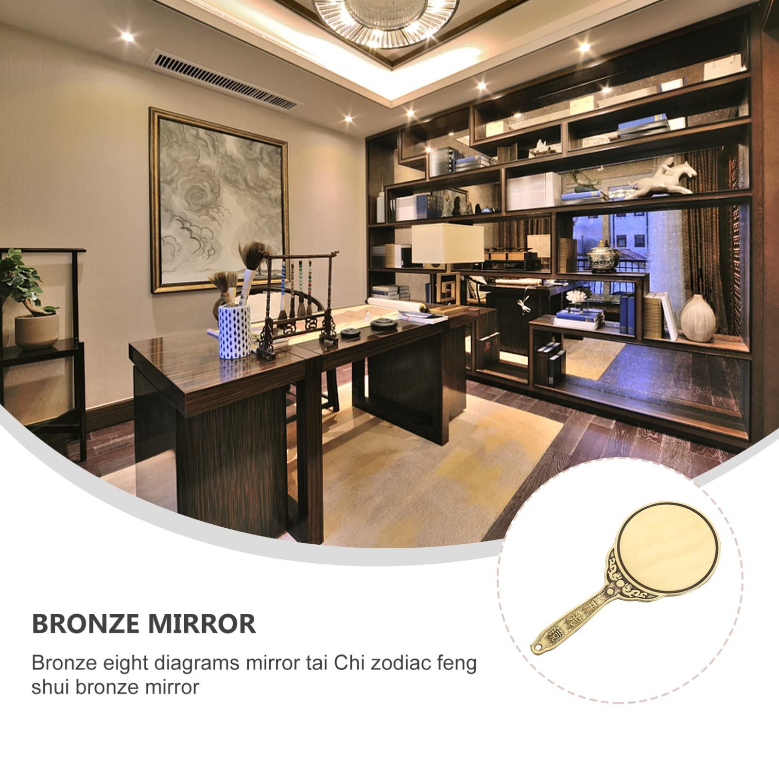 ORFOFE ORFOFE Evil Exorcism Ornament Feng Shui Mirror Handheld Bagua Mirror Sturdy Copper Fall Design