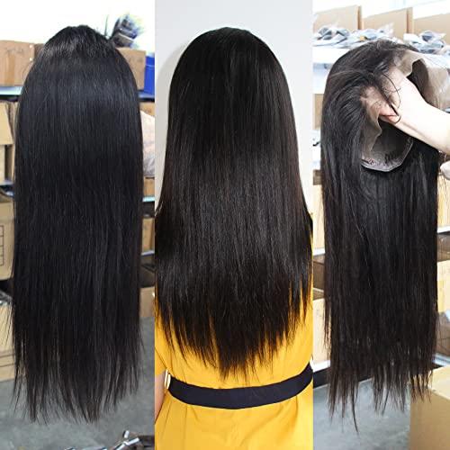 Subella Subella 13x4 Lace Front Wigs Human Hair Pre Plucked with Baby Hair Bleached Knots 10A 180% Density Brazilian Straight Lace Front Human Hair Wigs for Black Women (16inch)