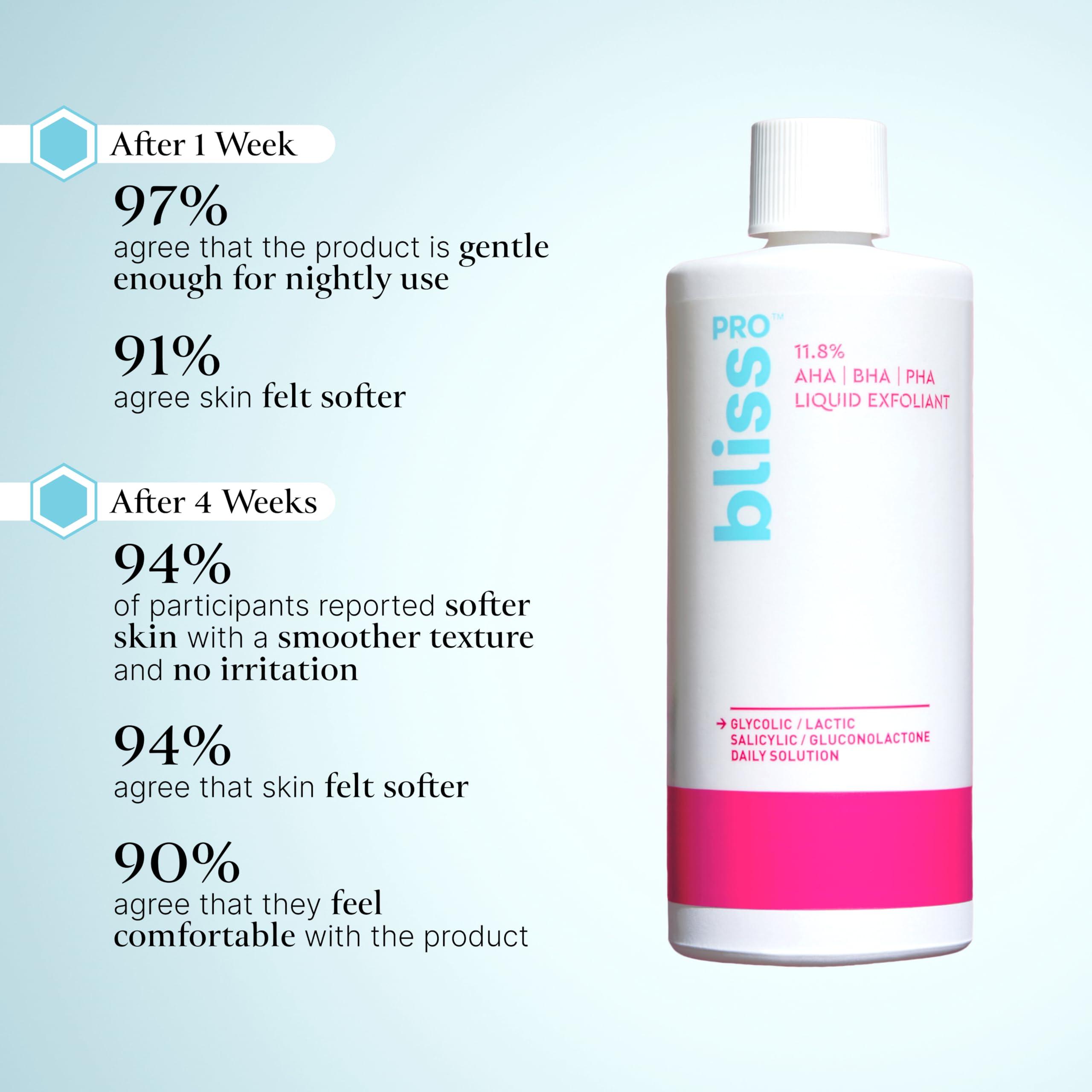 Bliss Bliss Renew & Smooth Face Serum & BlissPro Liquid Exfoliant- Nightly Use AHA Glycolic serum & Exfoliating Treatment- Exfoliate, Brighten, and Smooth Skin - Vegan & Cruelty-Free