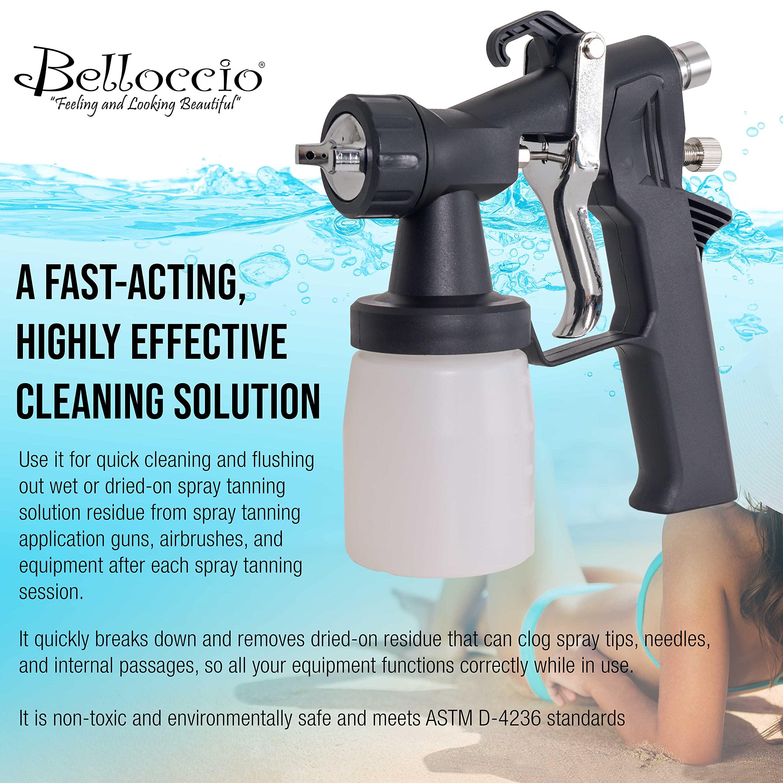 Belloccio Belloccio Spray Tanning Equipment Cleaner, 16 Ounces - Fast Acting Cleaning Solution, Clean All Airbrush Spray Tanning Application Guns, Airbrushes, Equipment System Maintenace - Dried-On Tan Residue