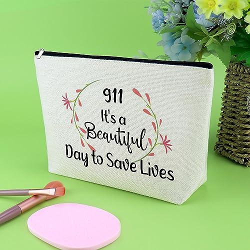 Gevody Gevody 911 Dispatcher Gifts 911 Makeup Bag 911 Operator Gifts 911 Dispatcher Appreciation Gifts Cosmetic Bag Thank You Gifts for Police Dispatcher Christmas Thanksgiving Gift Travel Cosmetic Pouch