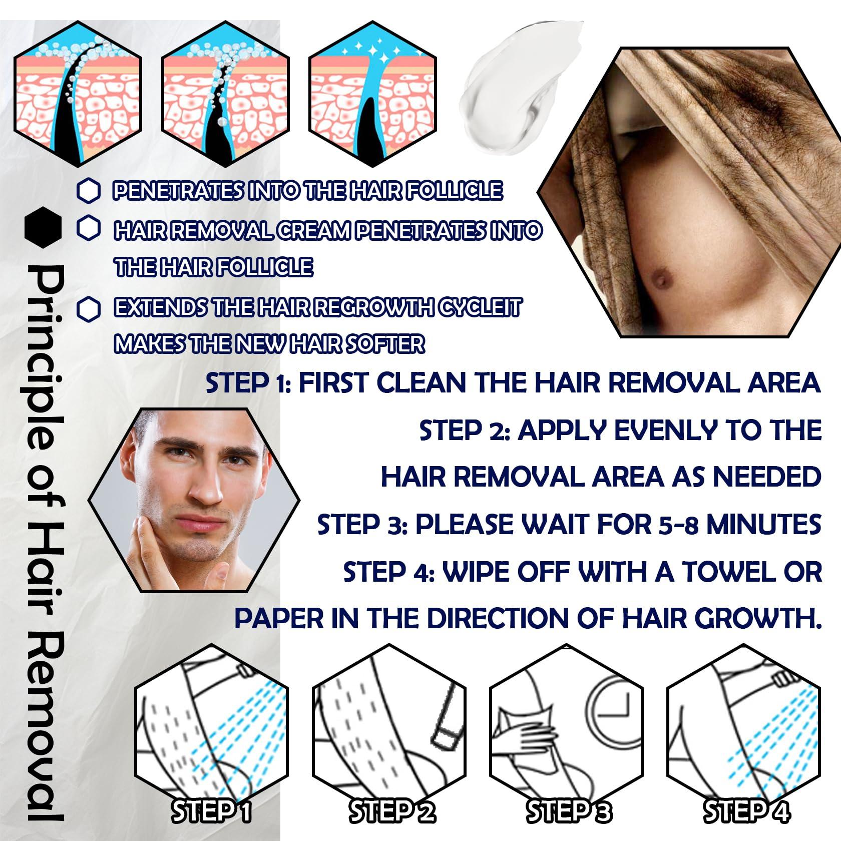 XMXueMei Hair Removal Cream for Men,Painless & Flawless Men\'s Depilatory Cream,Fast and Effective Hair Remover Cream for Underarm,Legs,Chest,Back & Arms,All Skin