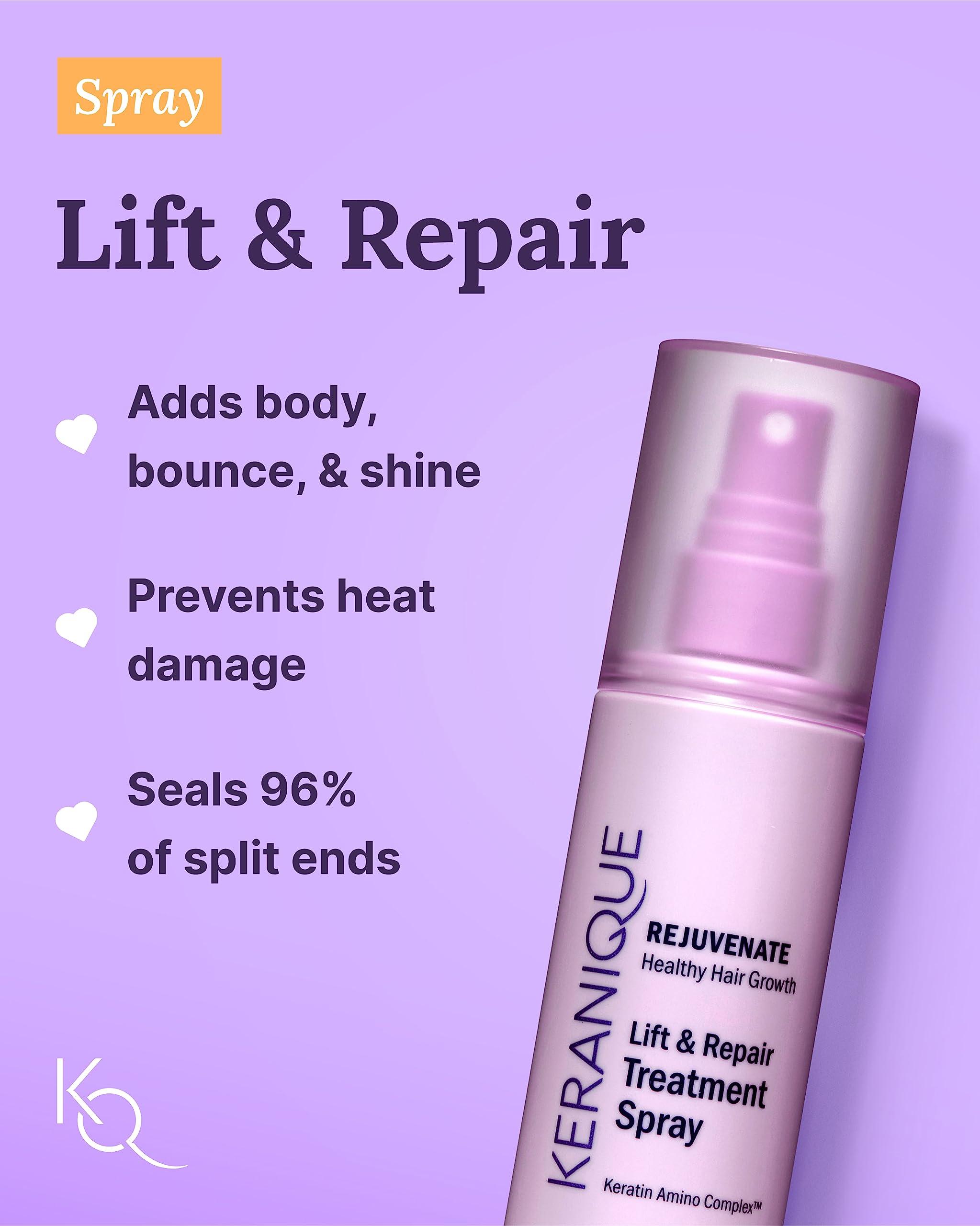 Keranique Keranique Hair Products Set for Thinning Hair - Volumizing Shampoo, Conditioner, Follicle Booster Serum, Spray for Fine Texture Boost, and Keratin Repair for Women