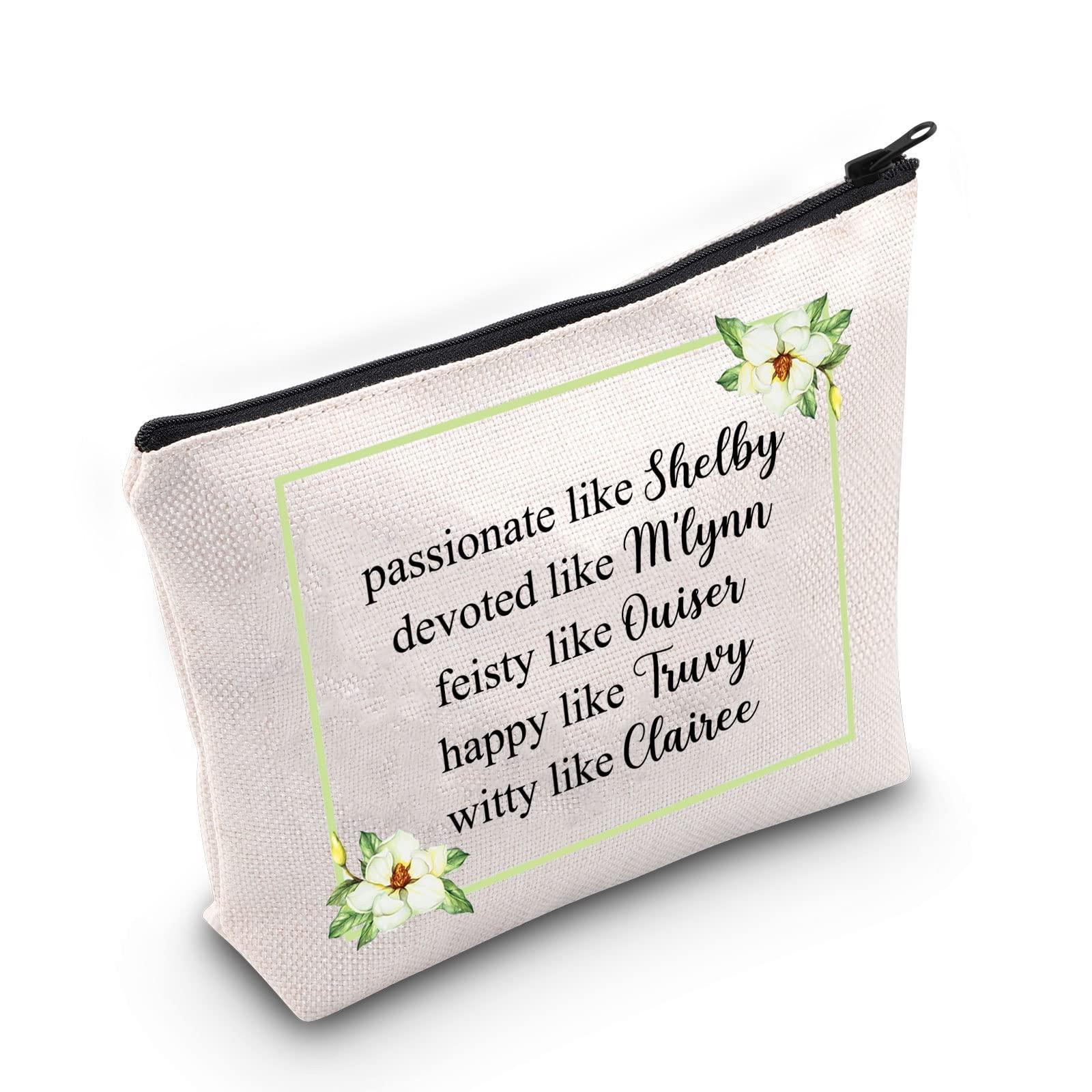 G2TUP G2TUP Magnolias Inspired Gift M'Lynn Truvy Ouiser Clairee Annelle Makeup Bag Movie Fan Cosmetic Bag Best Friend BFF Gift Zipper Travel Case (Ouiser Clairee Annelle White Bag)