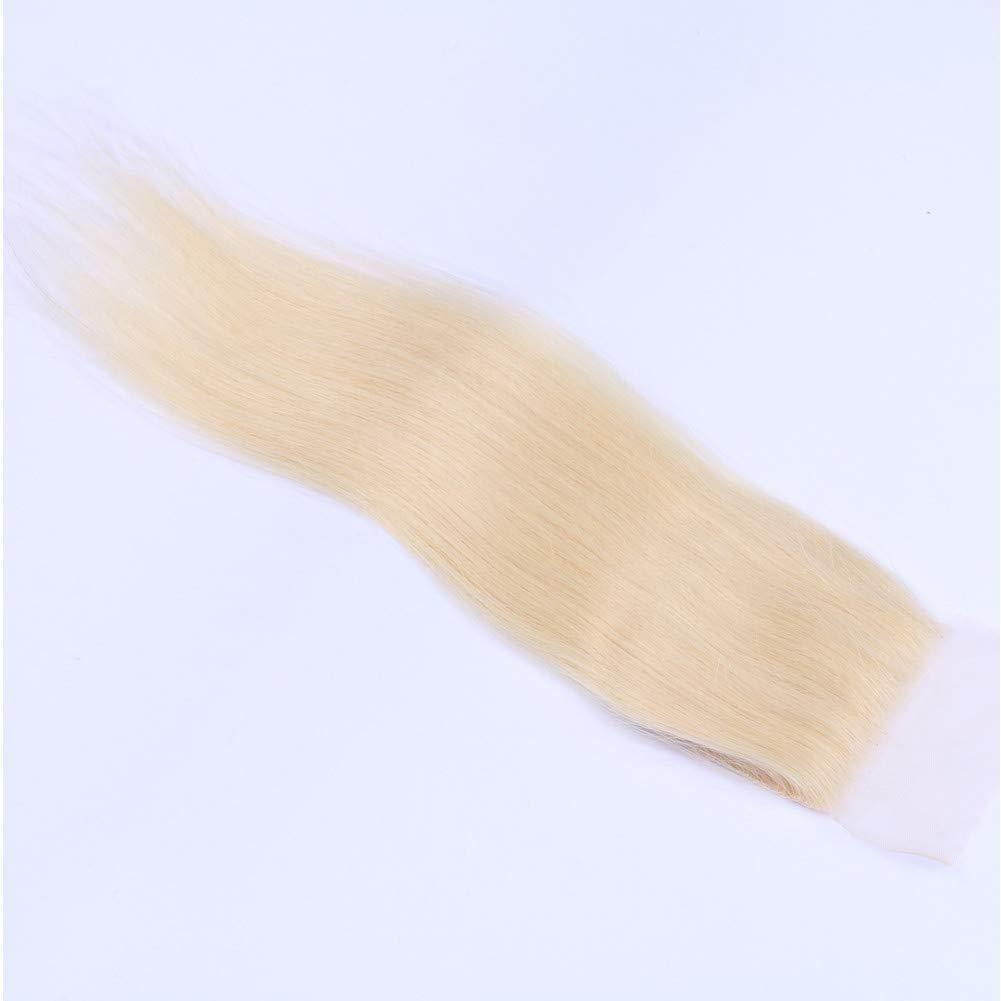 Tony beauty hair Tony Beauty Hair #613 Blonde Straight Human Hair 3 Bundles with Closure Bleach Blonde Brazilian Hair Weave Wefts with Closure Silky Straight Hair Bundles with 4x4 Lace Closure (18 20 22+16)