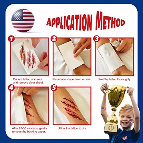 winthrop 20 Sheets 4th of July Temporary Tattoos for Women – Independence Day Waterproof Body Art Stickers