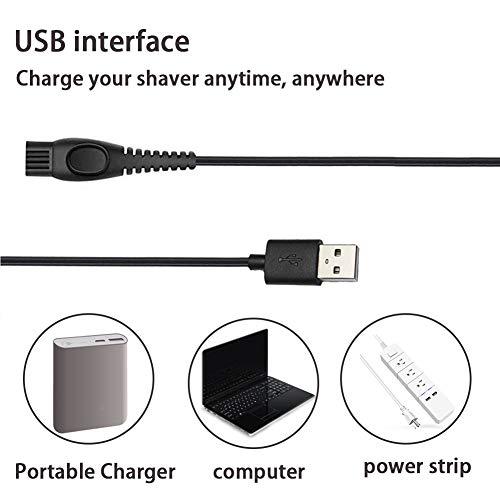 INVODA Shaver Power Cord for Philips-Norelco HQ8505 Norelco 7000 5000 3000 Series Shaver USB Charger Line 5V Replacement Charger Cord