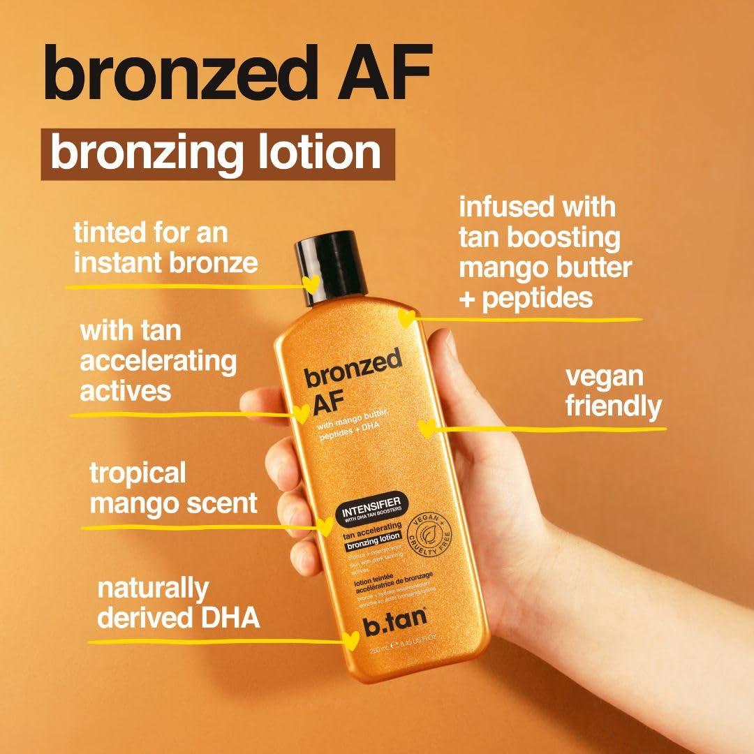 B.TAN b.tan Sun Tanning Lotion | Tan Accelerator - Best Tinted Browning Cream, Brown Intensifier Bronzing Lotion, No SPF, Packed with DHA Boosters, Mango Butter & Peptides, Austrailian Brand, 8.45 Fl Oz