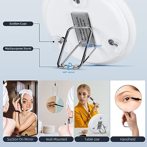 Suupvaor 6inch 30X Magnifying Mirror with Stand & Suction Cups, Large Travel Magnified Mirror 30 x High Magnification Makeup Mirror for Handheld Table Wall-Mounted Use, 30x Travel Magnifying Mirror & Tweezers