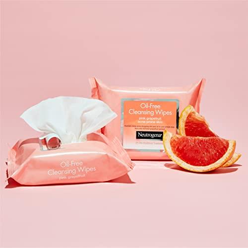 Neutrogena Neutrogena Oil-Free Facial Cleansing Makeup Wipes with Pink Grapefruit, Disposable & Pre-Moistened Daily Acne Face Towelettes to Remove Dirt, Oil & Makeup for Acne Prone Skin, 25 ct