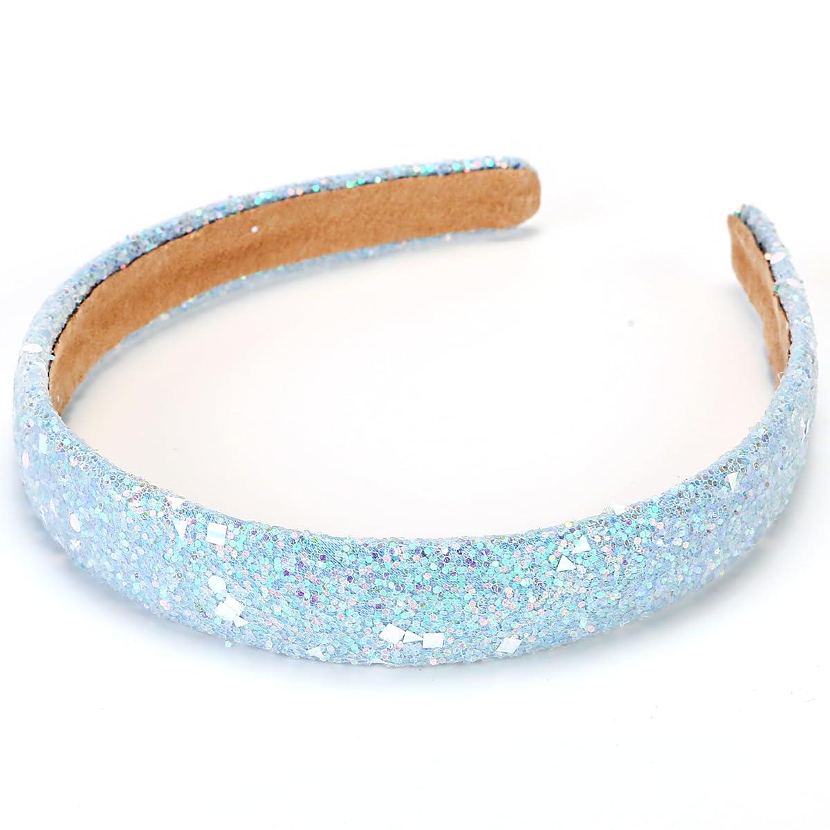 NARUNING NARUNING 4 Pcs Glitter Headbands, Sparkly Headband Plastic Sequins Hair Hoop Glitter Hairbands for Women and Girls Hair Accessories (4 Pcs Style C)