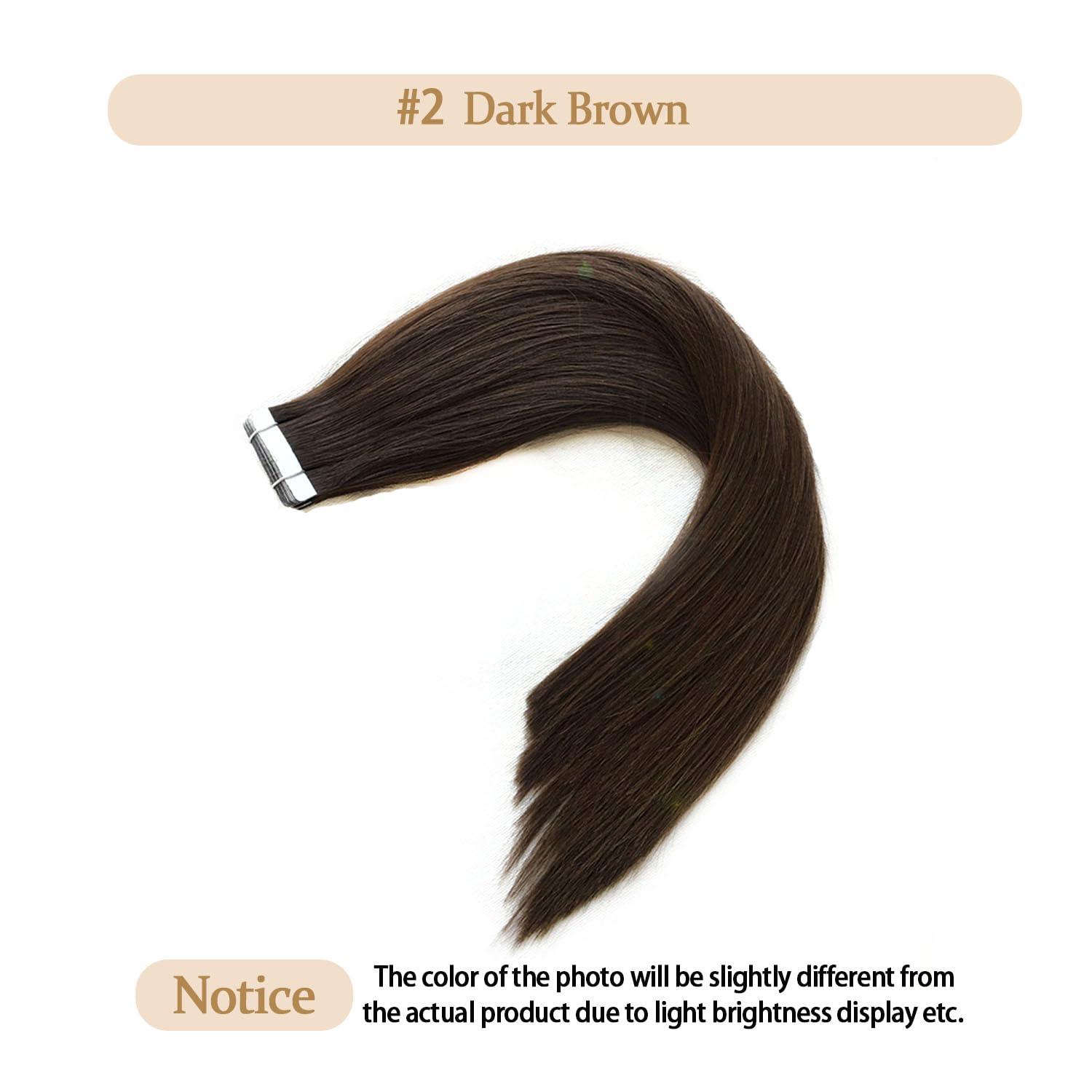 Amesha Hair Hair Extensions Tape in,2 Dark Brown, Tape in Hair Extensions Human Hair Straight Natural Hair Extensions Skin Weft for Women18Inch 100g 50pcs