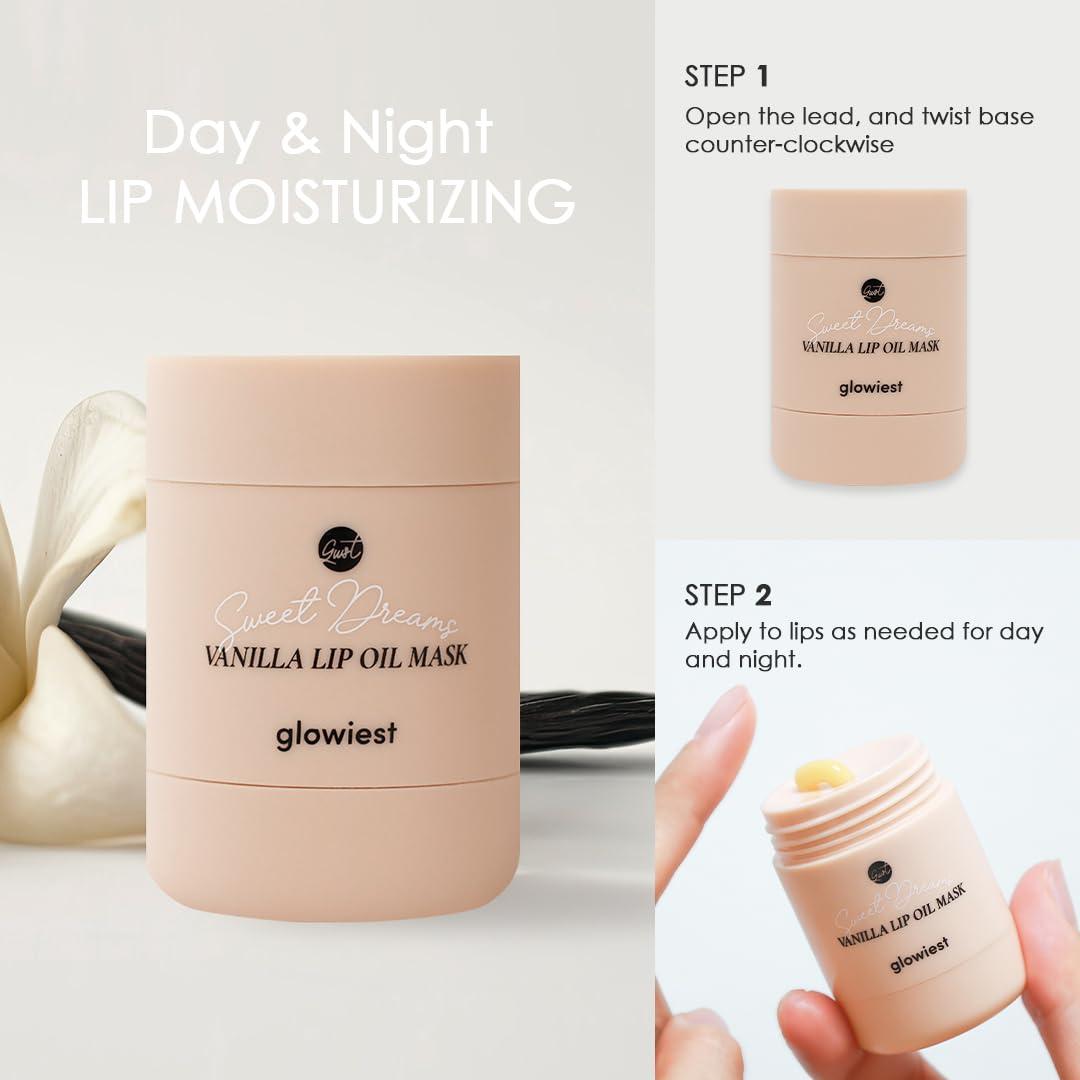 glowiest glowiest Sweet Dreams Lip Oil Mask (Vanilla) | Hydrating Rich Lip Oil-Gel-Layer, Extra Moisture Lip Oil, Boosting Nourishing Lip, Long-Lasting Moisture, Korean Skin Care, K-Beauty (VANILLA)