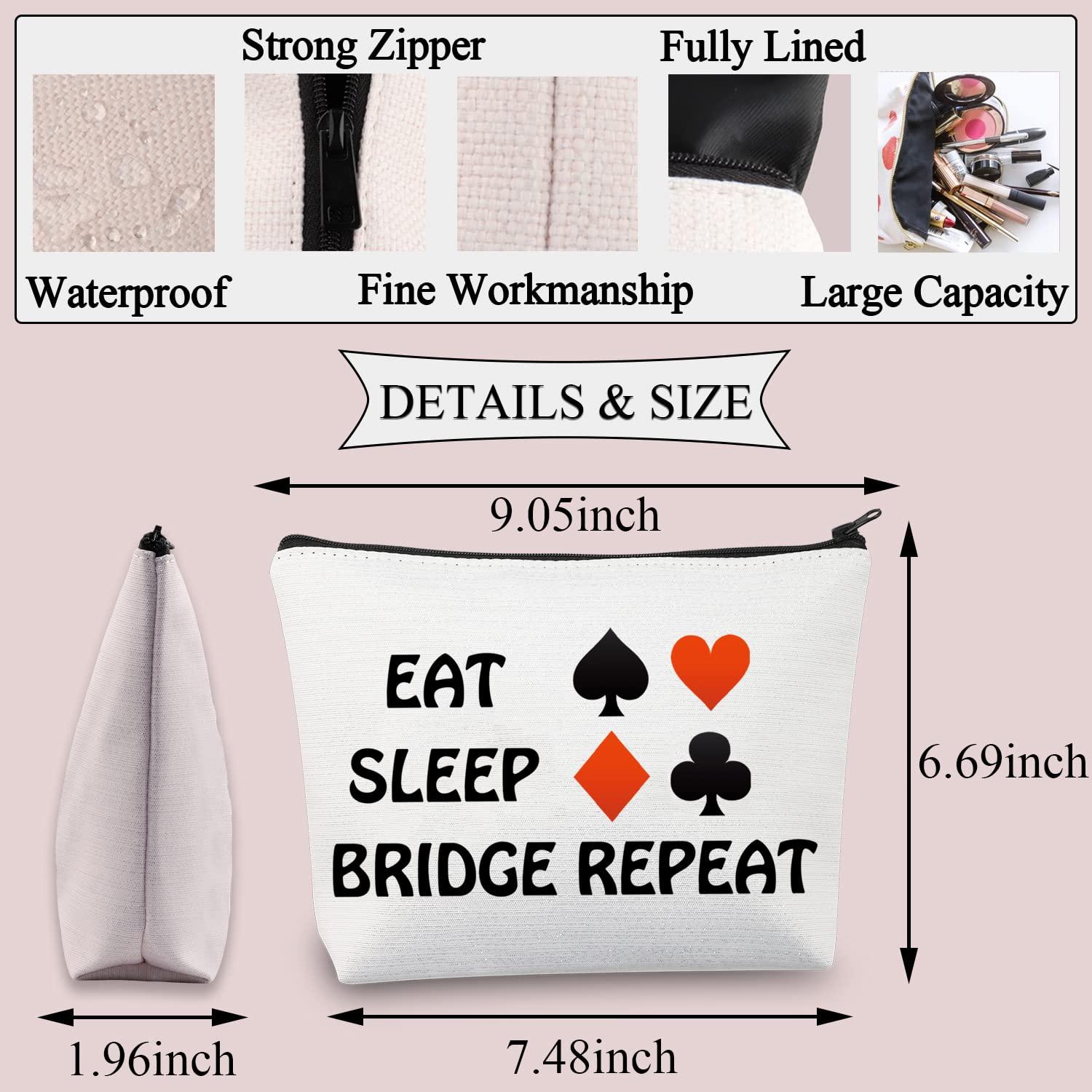 BDPWSS BDPWSS Eat Sleep Bridge Repeat Makeup Bag Bridge Player Gift Bridge Card Game Gift Bridge Lover Poker Player Gift Gambler Gift (Eat Sleep Bridge)