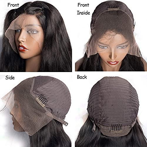L/W 360 Lace Frontal Wig Cap with Baby Hair Body Wave Brazilian Virgin Hair 100% Unprocessed Human Hair Wigs for Black Women 150% Density (22inch)