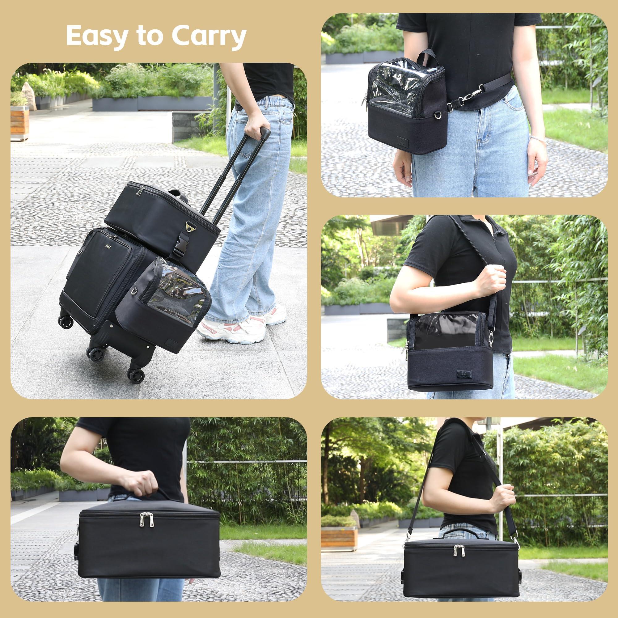 TANTO Rolling Makeup Train Case Professional Makeup Bag Makeup Artist Bag 4 in 1 Extra Large Makeup Bag with 7 Small Bag Makeup Case Trolley Cosmetic Case with Swivel Wheels and Adjustable Dividers