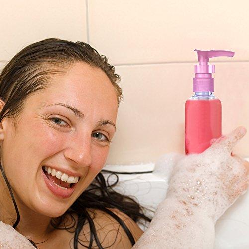 Hotop Transparent Travel Bottles Pump Bottle Lotion Dispenser Bottle, 4 Pieces (100 ml)