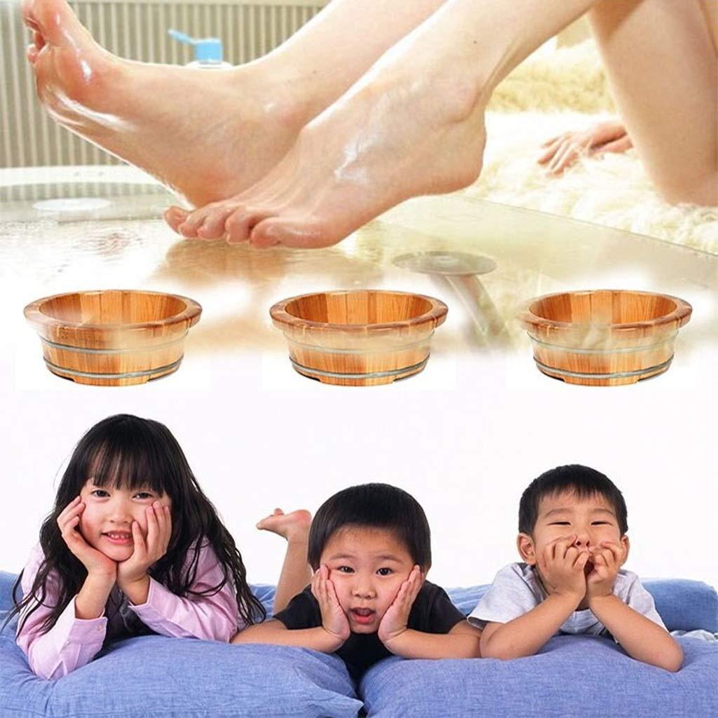 Katzowen Foot Massager Spa Wooden Foot Tub, Household Foot Bath Barrel, Thick Round Foot Bath Barrel, Foot Bath, Family Health Gift,36cm (Color : Covered)