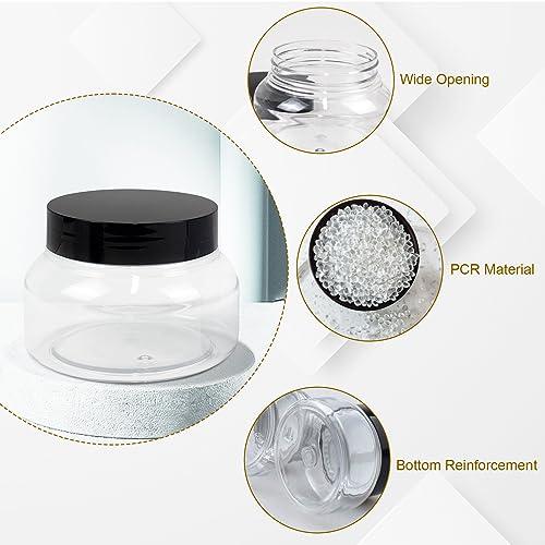 Merkaunis 30 Pack Clear Body Scrub Jars 8oz Clear Plastic Jars with Lids Sugar Scrub Containers Empty Refillable Containers Round Low Profile Samples Jars for Makeup, Body Butter, Creams, Travel Storage