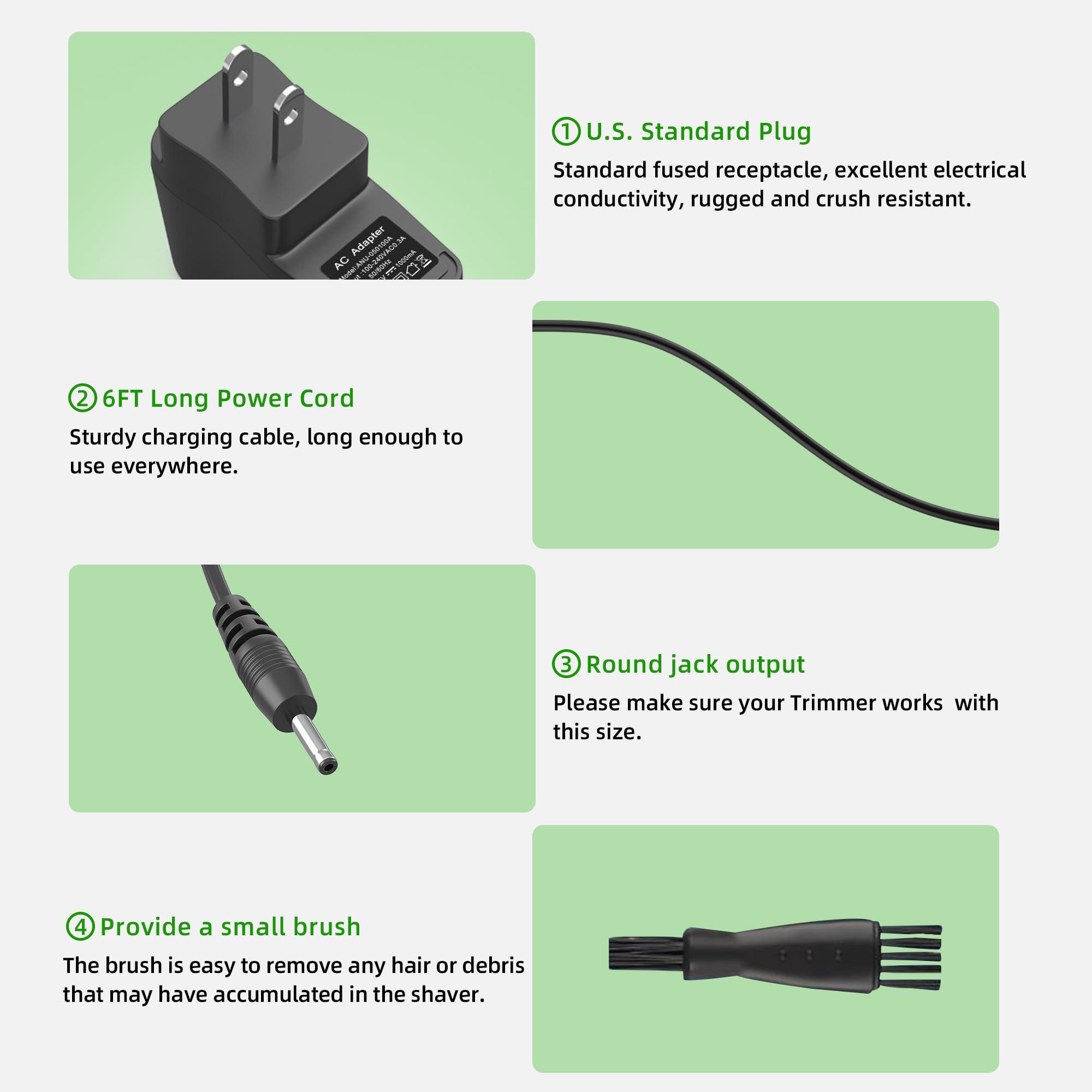 XMHEIRD XMHEIRD AC Adapter for Wahl Beard Trimmer 9685-200 9818 98881 9888L 9916D 9854 8779 9865 79600-2101 9854-600 Grommer Shaver Power Supply Replacement Charger Cord